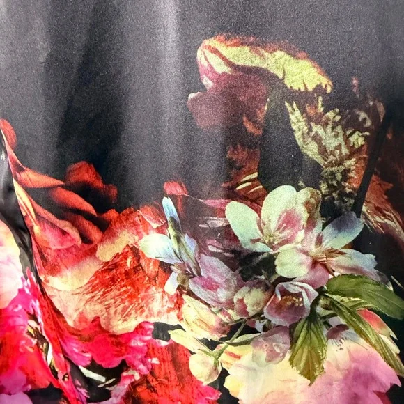 Adriana Papell Spring Satin Floral Dress (12) Elegant Sleeveless Wedding Guest - Picture 15 of 16